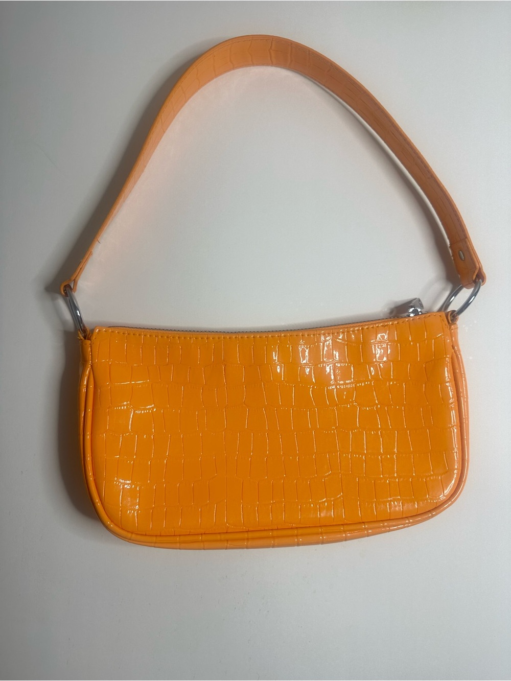 H&M Orange Faux Croc-Embossed Shoulder Bag Purse